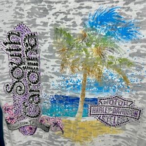 Harley-Davidson Women’s Textured V-Neck Tee ~ Myrtle Beach South Carolina Large